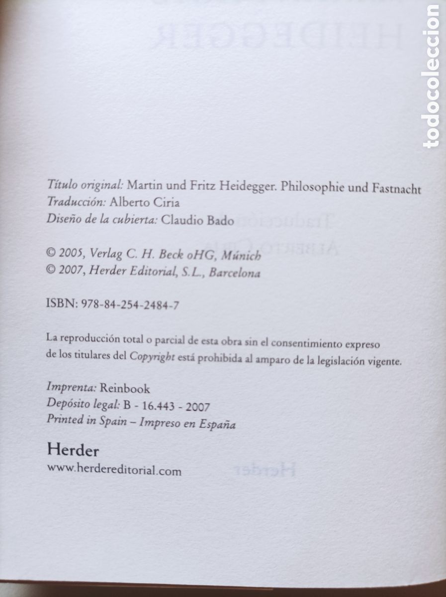 Libros de segunda mano: Martin y Fritz Heidegger / Hans Dieter Zimmermann - Foto 4