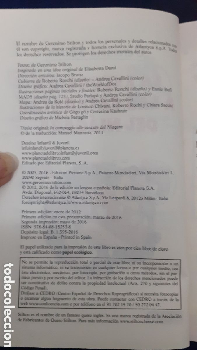 Libros de segunda mano: LA EXCURSION A LAS CATARATAS DEL NIAGARA, GERONIMO STILTON, ESTADO EXCELENTE - Foto 3