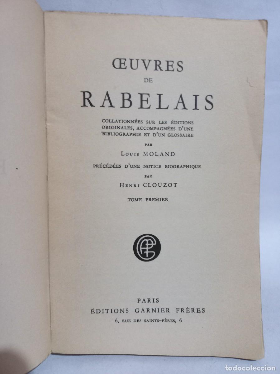 Libros de segunda mano: Rabelais - &OElig;uvres de Rabelais - 1950 - Foto 3