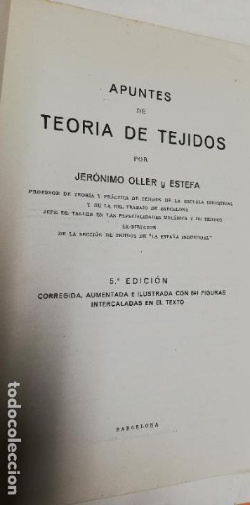 Libros de segunda mano: APUNTES DE TEORIA DE TEJIDOS. Jer&oacute;nimo Oller y Estefa, - Foto 3