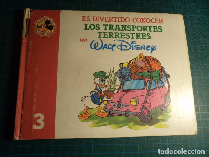 Libros de segunda mano: Es divertido conocer los transportes terrestres xon Walt Disney. N&deg;3. Esquina deteriorada. (Ref-012)