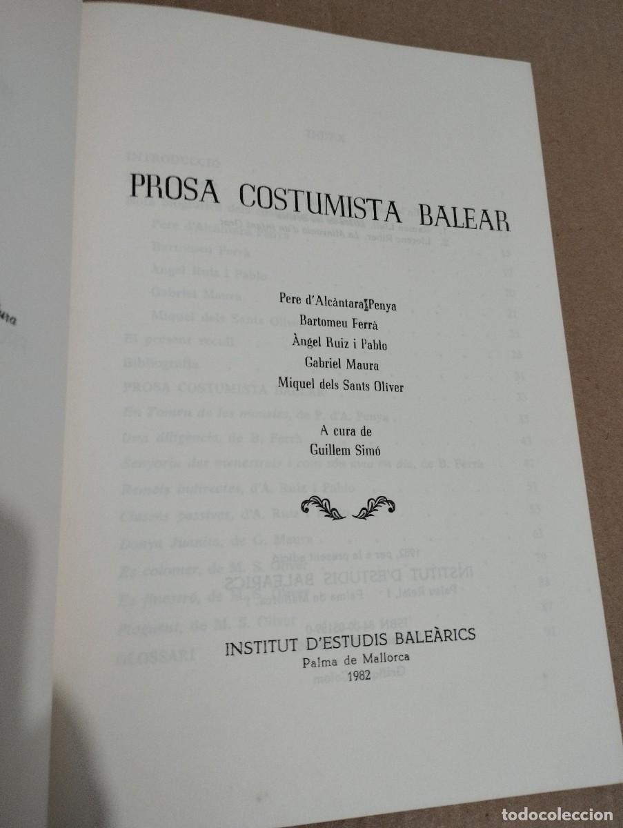 Libros de segunda mano: PROSA COSTUMISTA BALEAR (GUILLEM SIM&Oacute;) IEB - Foto 2