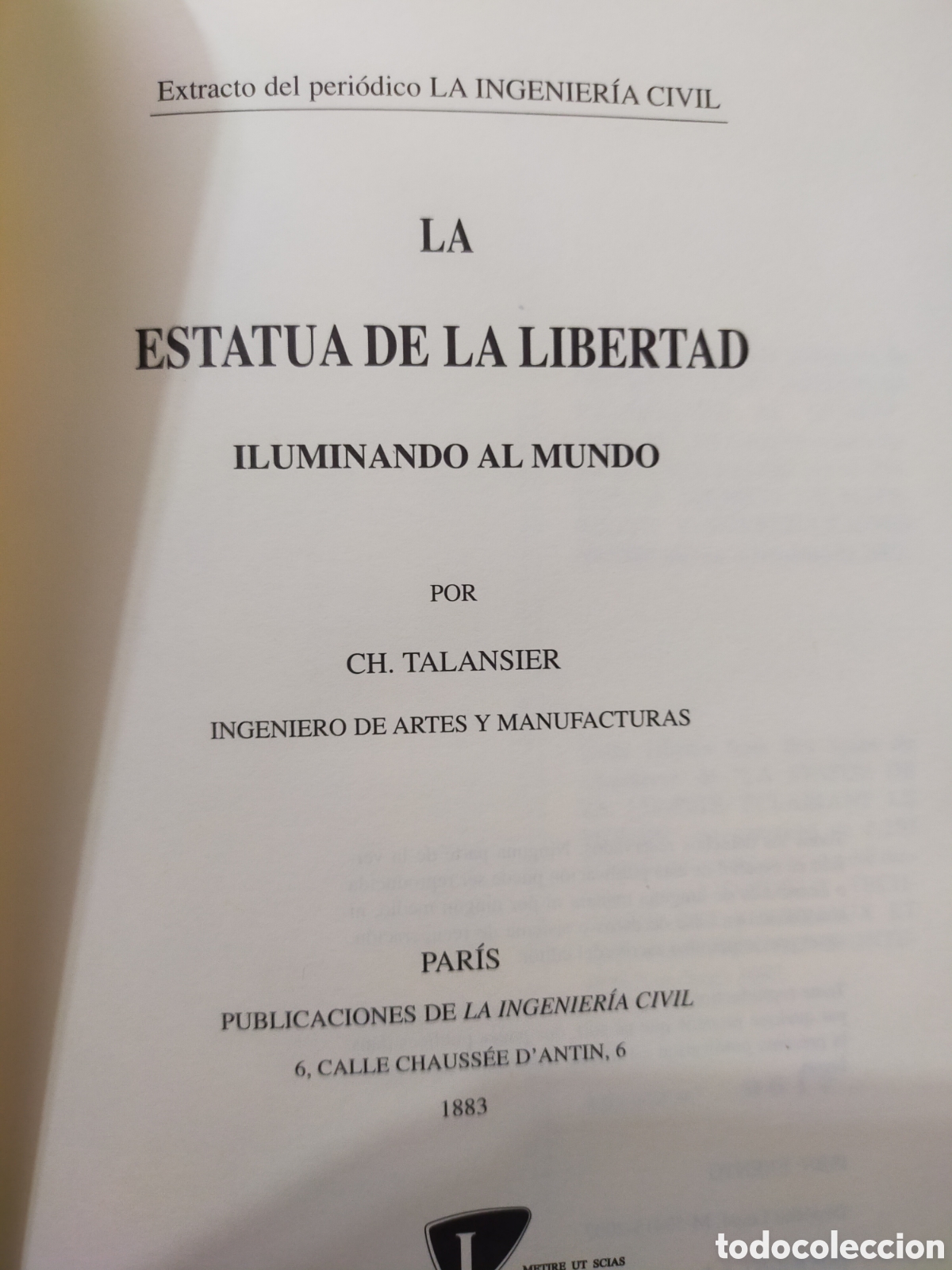 Libros de segunda mano: LA ESTATUA DE LA LIBERTAD CH. TALANSIER - Foto 1