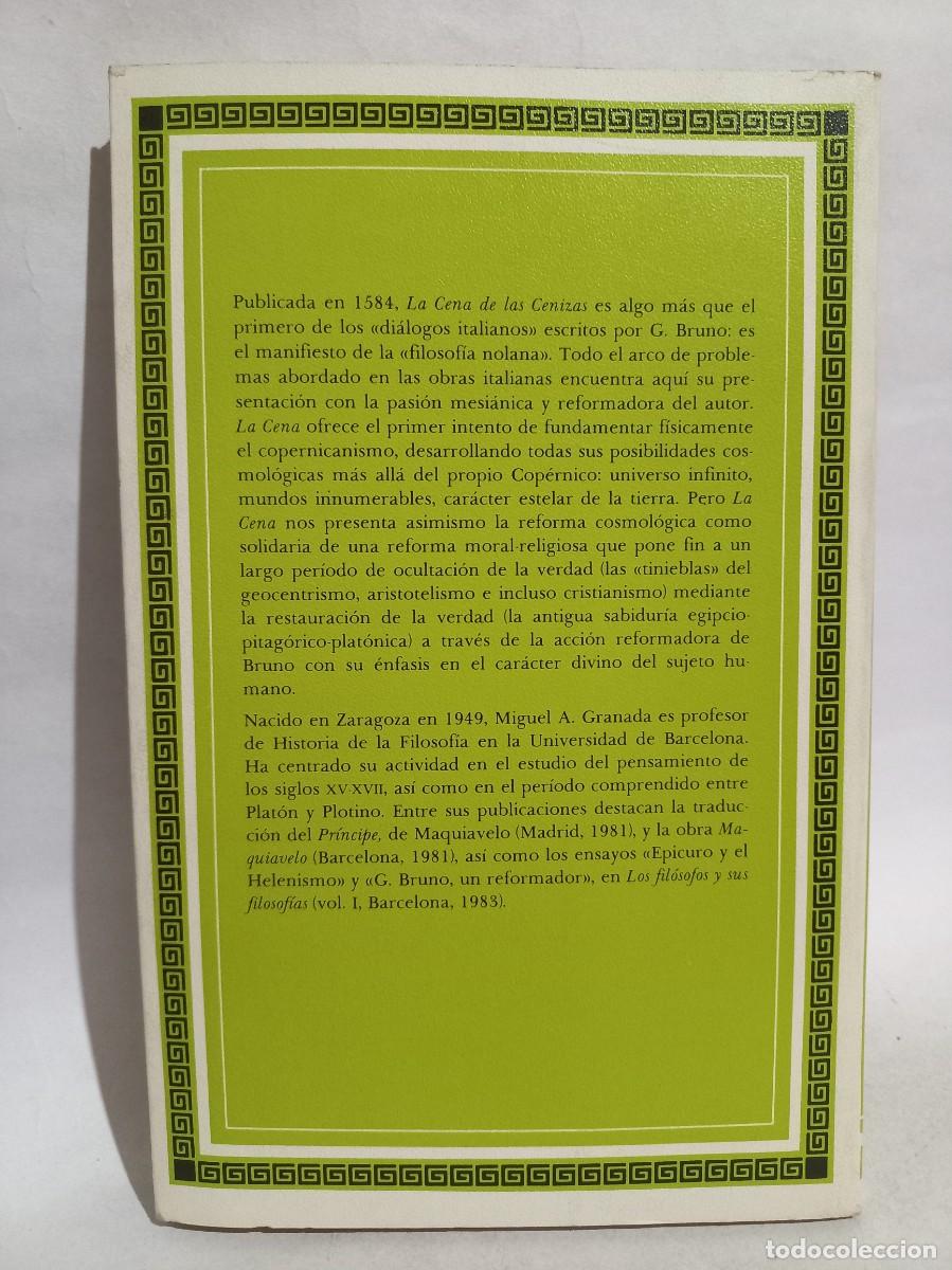 Libros de segunda mano: Giordano Bruno - La Cena de las Cenizas - 1984 - Foto 4