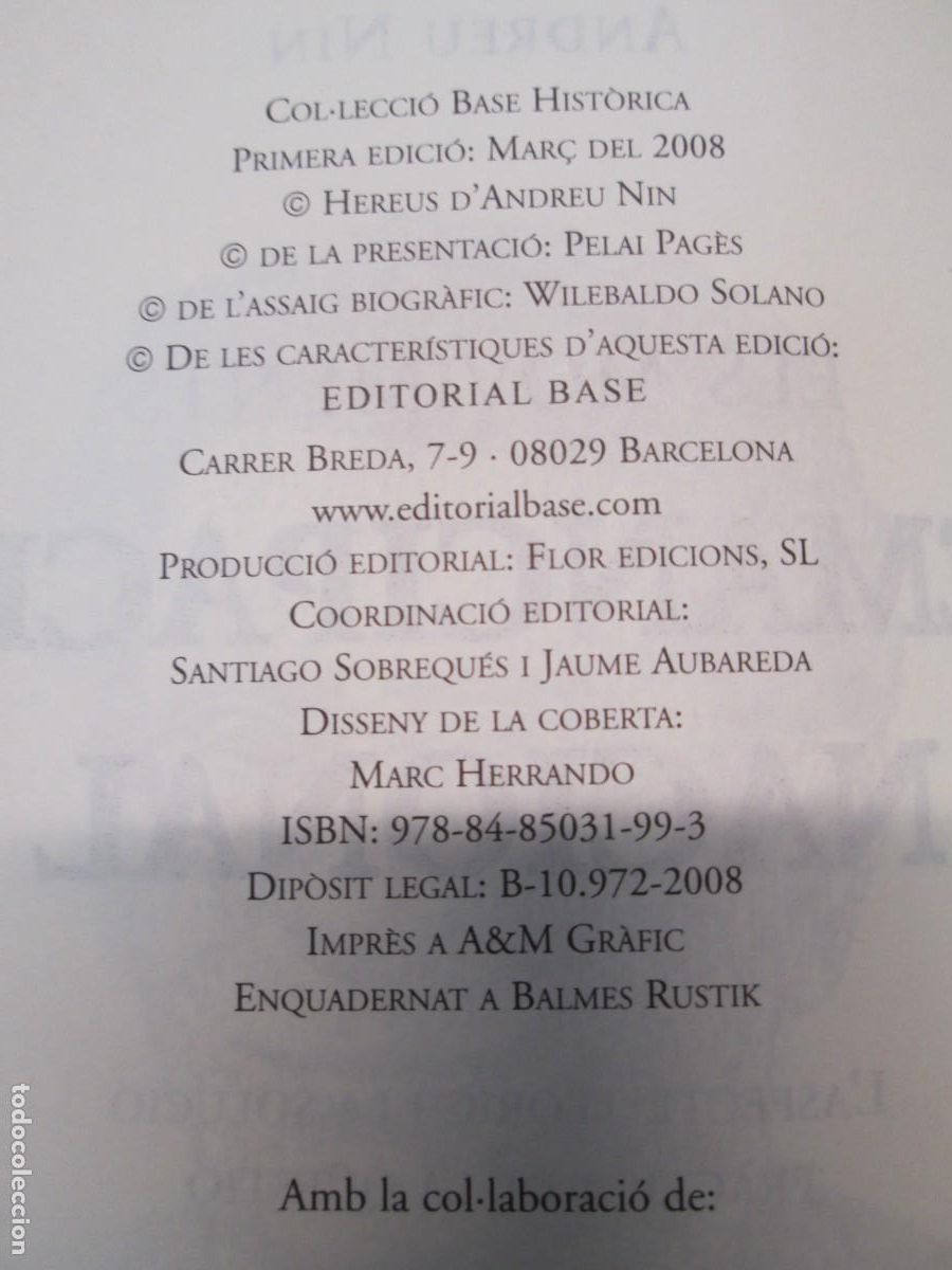 Libros de segunda mano: ANDREU NIN.ELS MOVIMENTS D&acute;EMANCIPACIO NACIONAL. EDITORIAL BASE. 2008 - Foto 5
