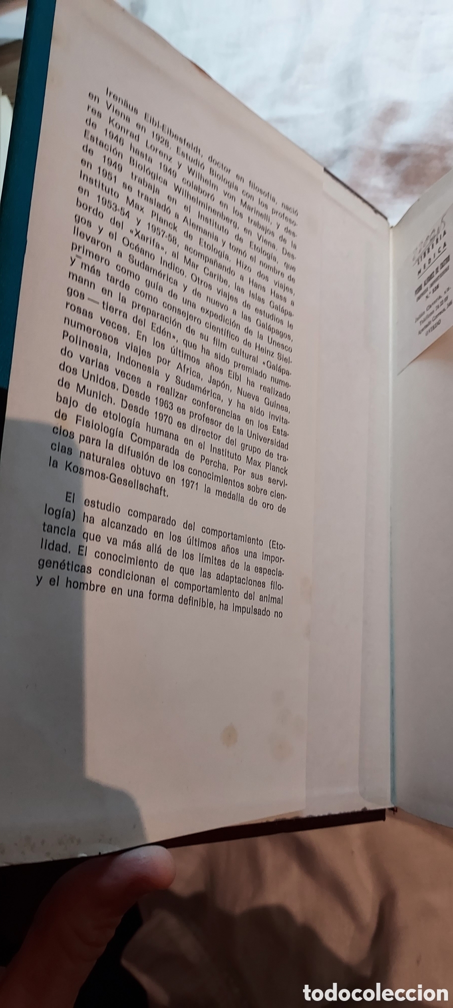 Libros de segunda mano: ETOLOGIA INTRODUCCION AL ESTUDIO COMPARADO DEL COMPORTAMIENTO.IRENAUS EIBI-EIBESFELDT.OMEGA 1979.-2&ordf; - Foto 2