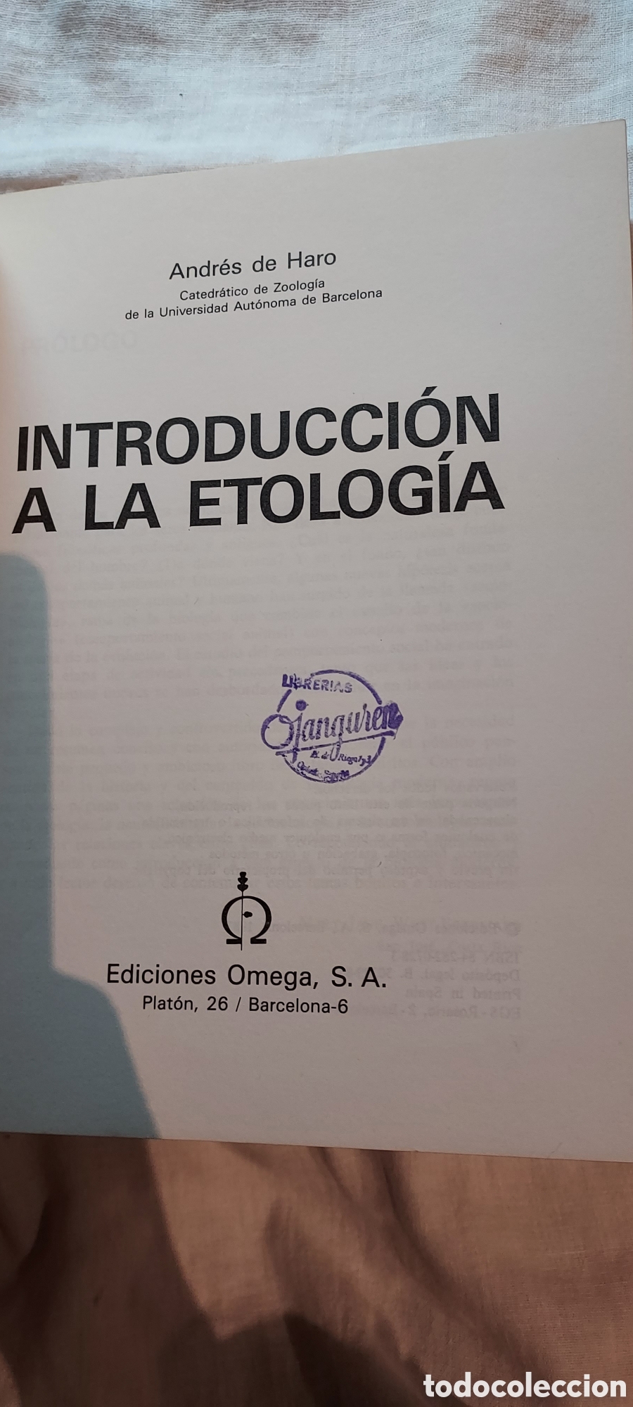 Libros de segunda mano: INTRODUCCION A LA ETOLOGIA.ANDRES DE HARO.EDICIONES OMEGA 1983 - Foto 3