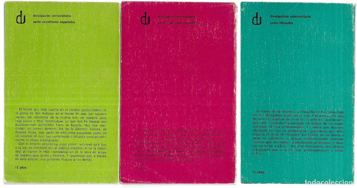 Libros de segunda mano: Antonio Machado . Antolog&iacute;a de su prosa, 1-2-3 - Foto 2