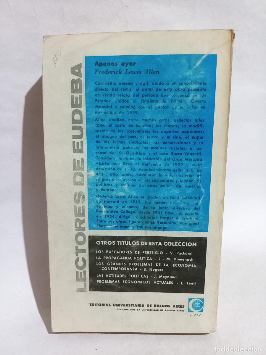 Libros de segunda mano: Frederick Lewis Allen - Apenas Ayer - 1964 - Foto 4