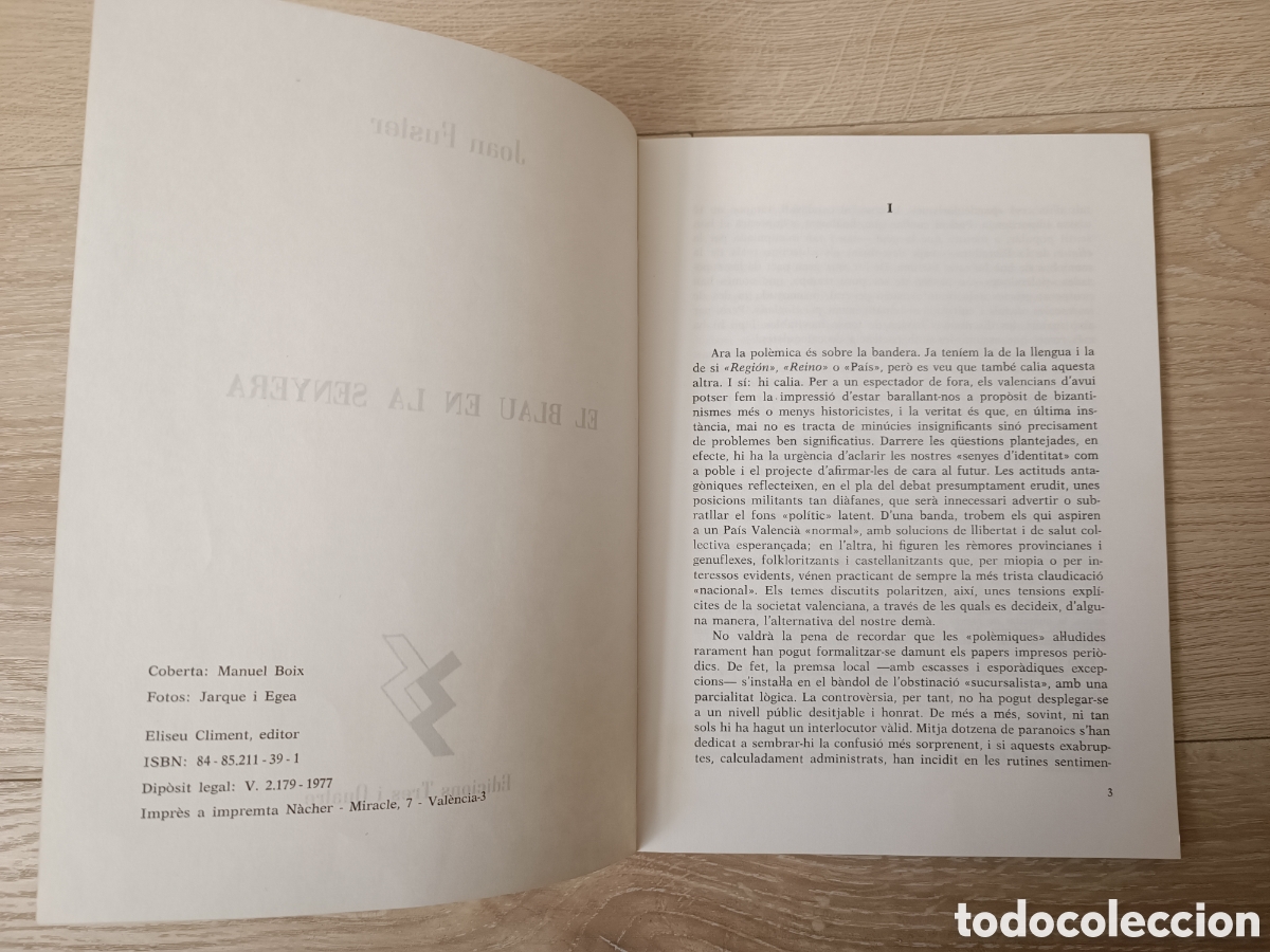 Libros de segunda mano: EL BLAU EN LA SENYERA. JOAN FUSTER. - Foto 3