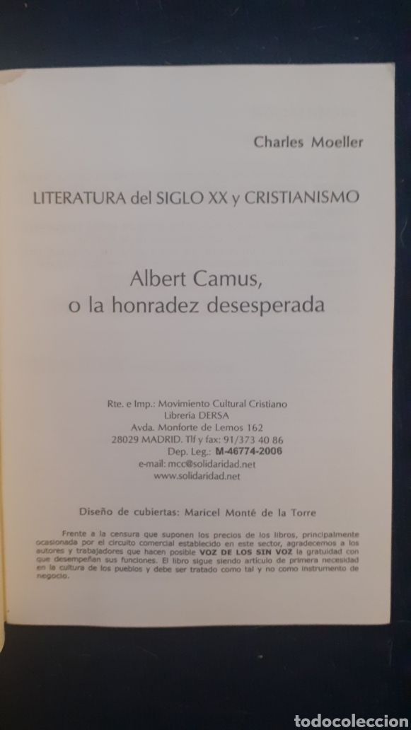 Libros de segunda mano: albert camus o la honradez desesperada - Foto 3
