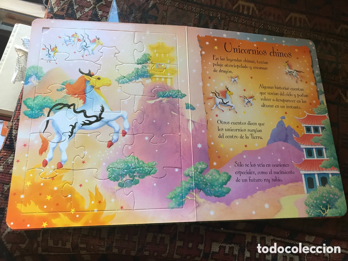 Libros de segunda mano: Unicornios. Libro puzzle. Usborne. Ilustraciones Peter Scott. - Foto 6
