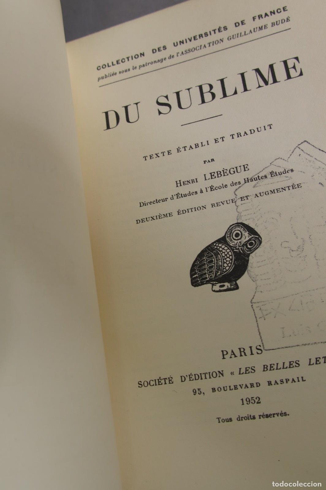 Libros de segunda mano: Du sublime. Texte &eacute;tabli et traduit par Henri Leb&egrave;gue - Foto 2