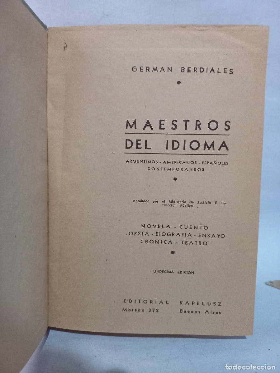 Libros de segunda mano: Germ&aacute;n Berdiales - Maestros del Idioma - Primera edici&oacute;n - 1951 - Foto 3