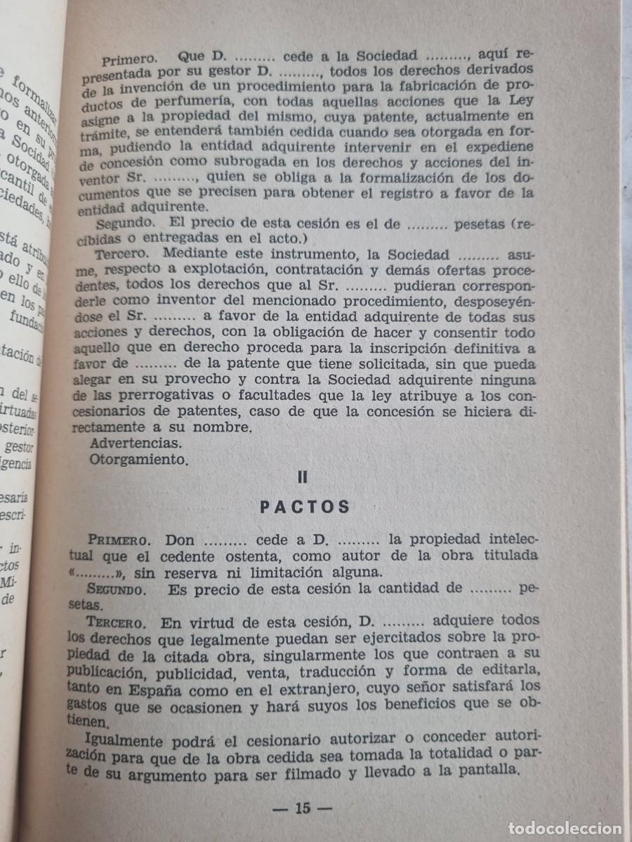 Libros de segunda mano: CONTRATOS. FORMULARIOS. FRANCISCO LOPERA. 8&deg; ED. MADRID,1969. - Foto 7