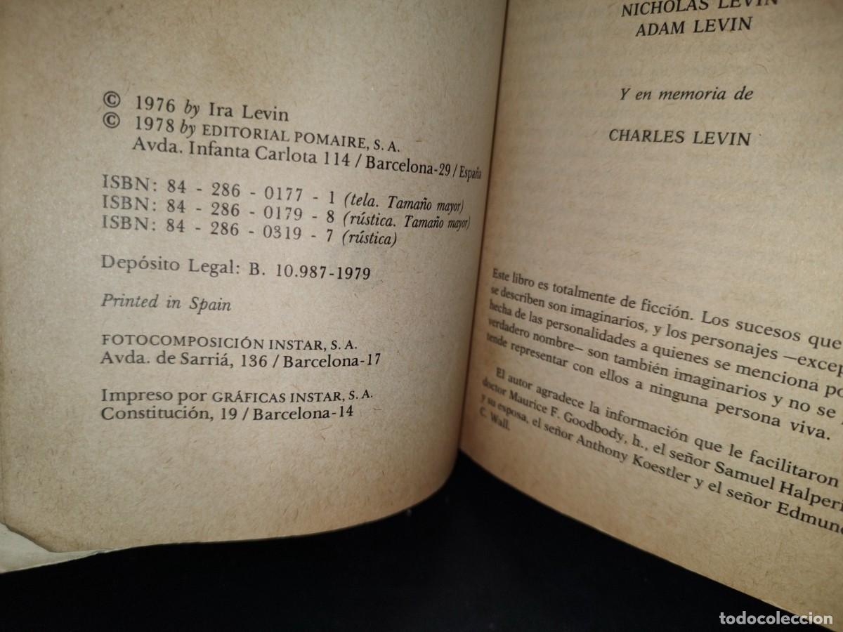 Libros de segunda mano: 65- LOS NI&Ntilde;OS DEL BRASIL - IRA LEVIN - 1979 - Foto 4