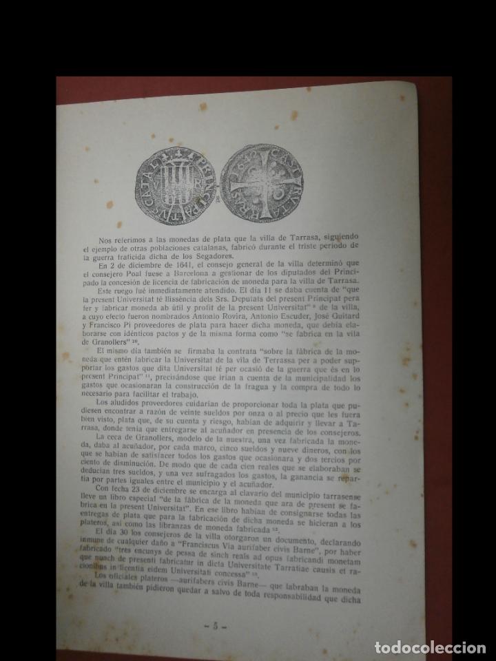Libros de segunda mano: Historia monetaria de Tarrasa. S. Card&uacute;s - Foto 2