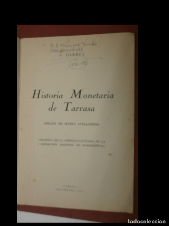 Libros de segunda mano: Historia monetaria de Tarrasa. S. Card&uacute;s - Foto 3
