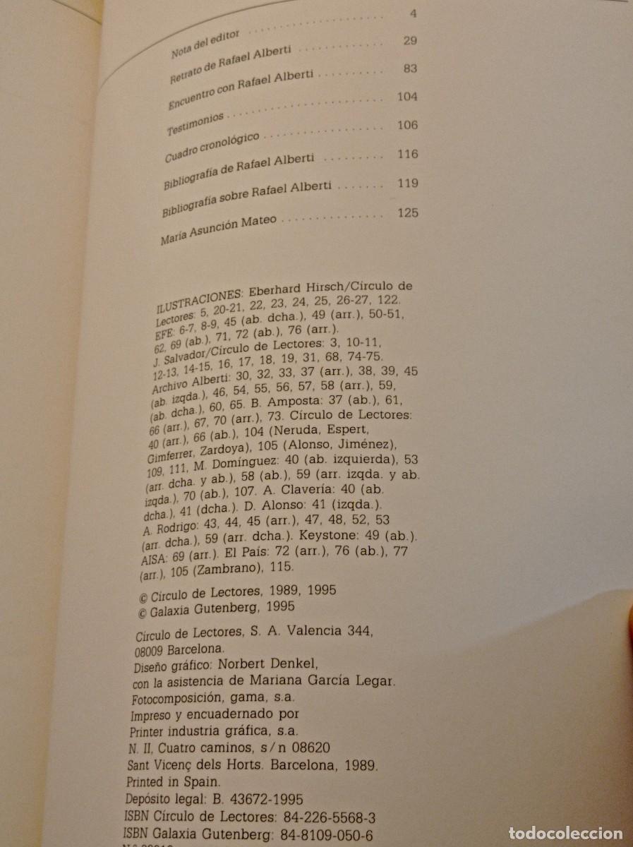 Libros de segunda mano: ASUNCI&Oacute;N MATEO. RETRATO DE RAFAEL ALBERTI - Foto 8
