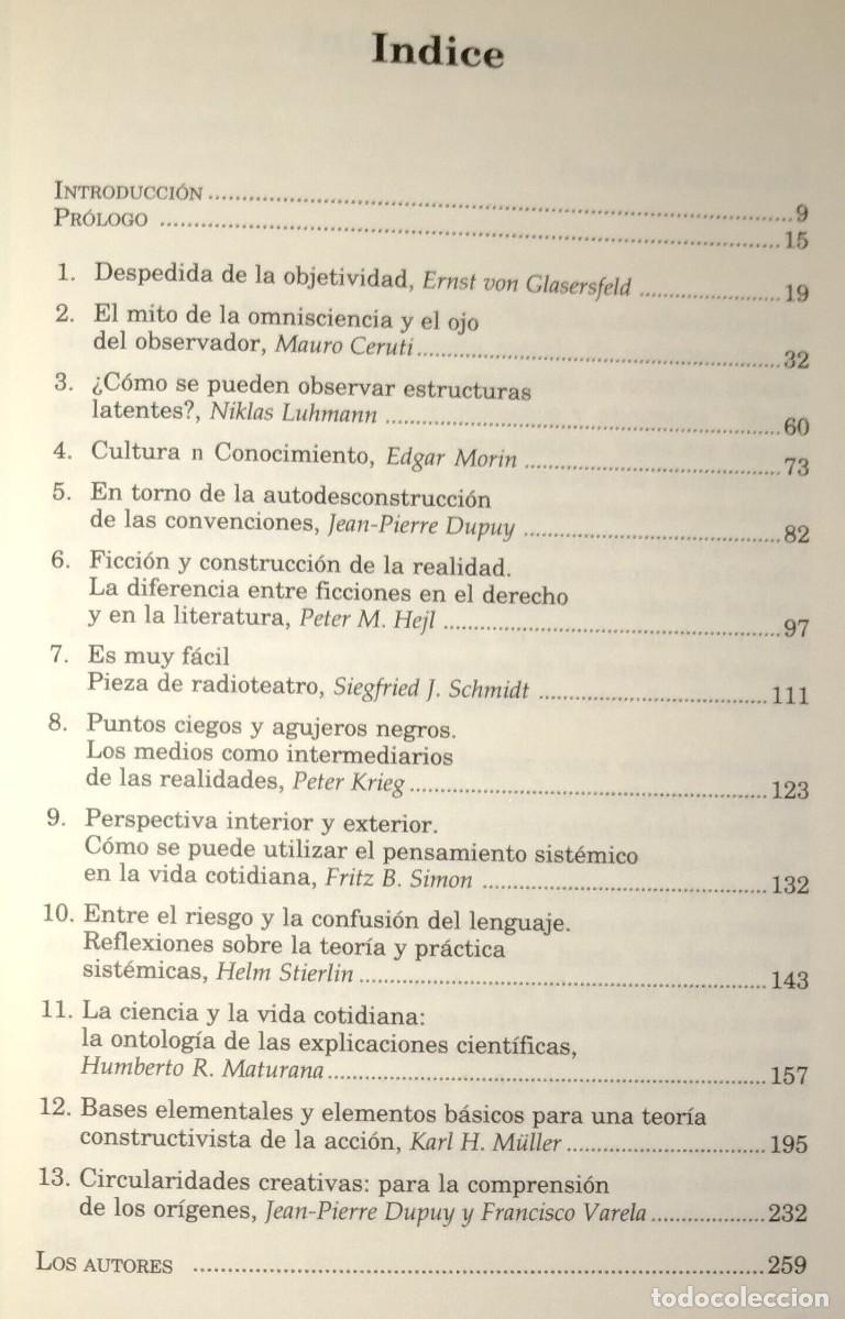 Libros de segunda mano: PAUL WATZLAWICK, PETER KRIEG (COMPS.) - EL OJO DEL OBSERVADOR. CONTRIBUCIONES AL CONSTRUCTIVISMO - Foto 2