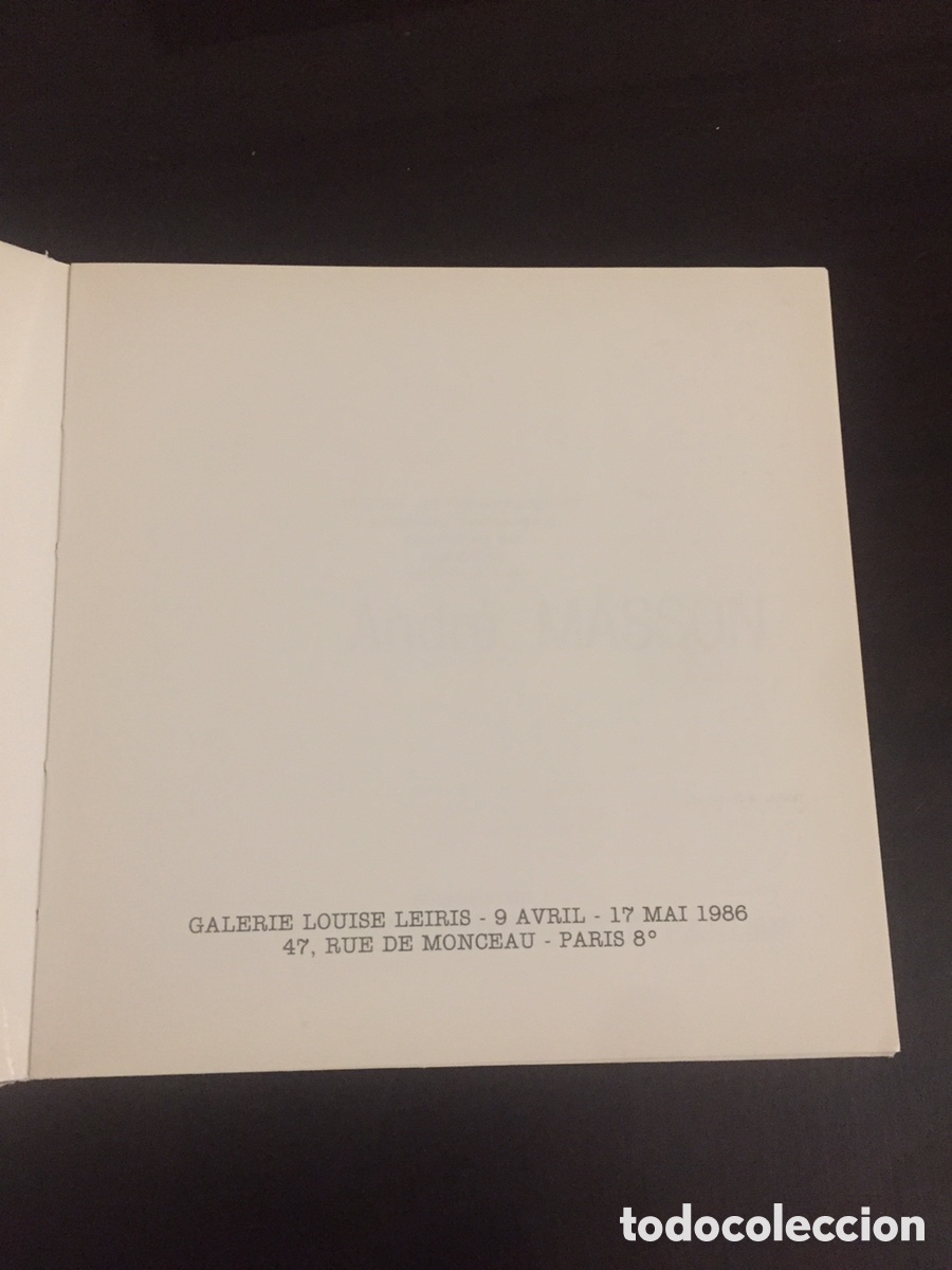Libros de segunda mano: Andr&eacute; Masson. Galerie Louis Leiris 1986 - Foto 2