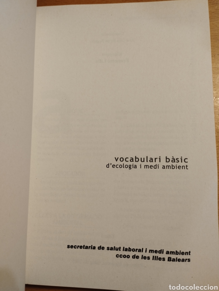 Libros de segunda mano: VOCABULARI B&Agrave;SIC DECOLOGIA I MEDI AMBIENT (GOVERN DE LES ILLES BALEARS) - Foto 2