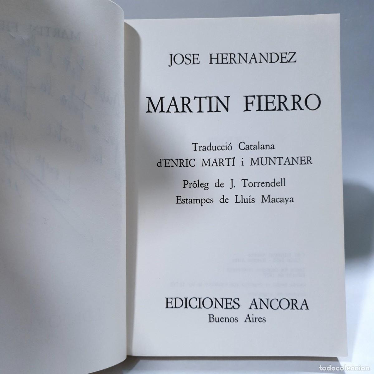 Libros de segunda mano: MART&Iacute;N FIERRO - Jos&eacute; Hern&aacute;ndez (Idioma: Catal&agrave;) ~ - Foto 4