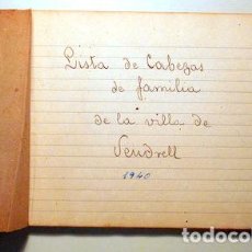 Libros de segunda mano: LISTA DE CABEZAS DE FAMILIA DE LA VILLA DE VENDRELL 1940 - EL VENDRELL 1940 - MANUSCRITO. Lote 395254824