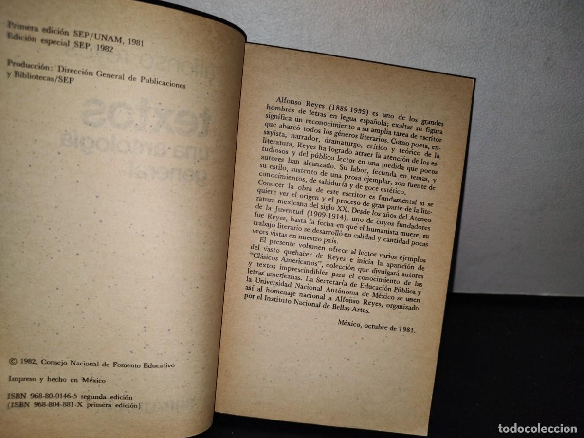 Libros de segunda mano: 67- TEXTOS. UNA ANTOLOG&Iacute;A GENERAL - ALFONSO REYES - SEP - Foto 4