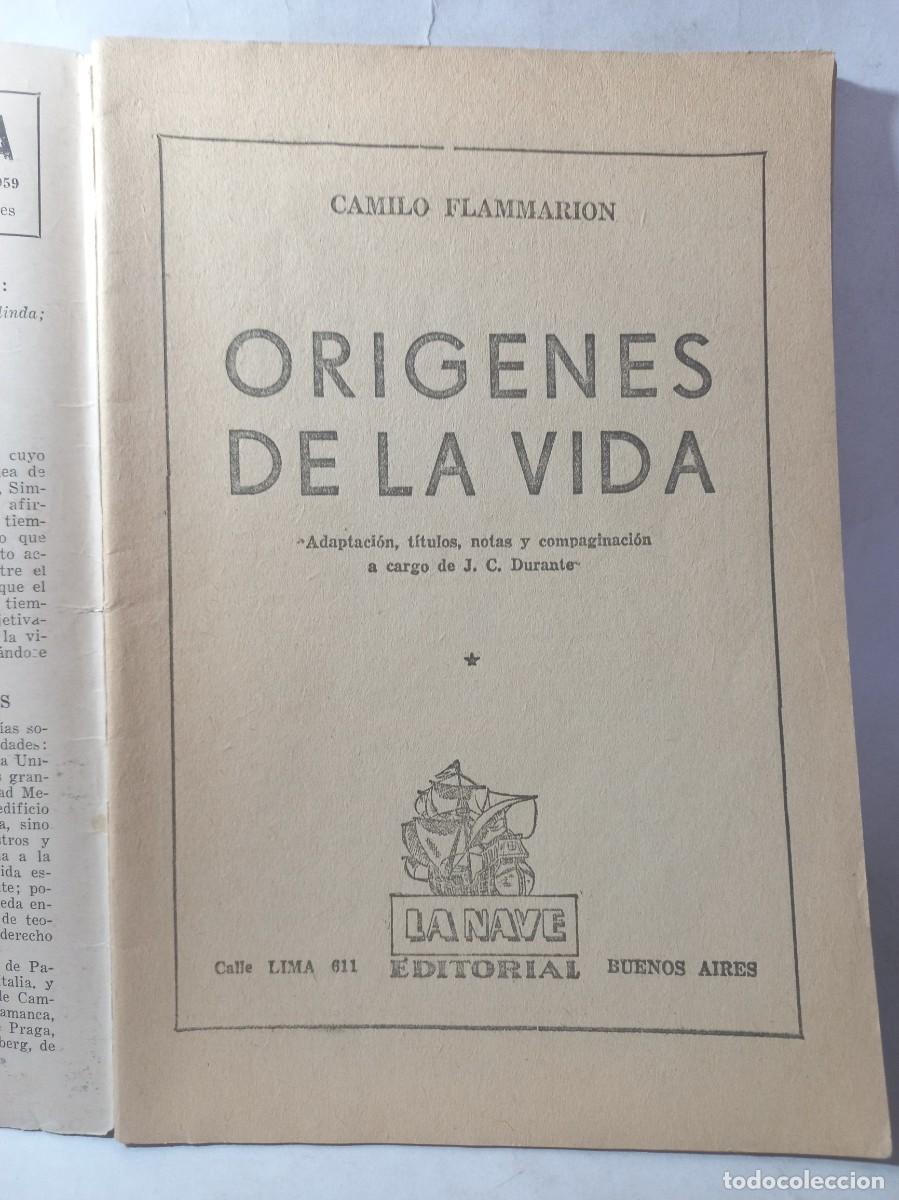 Libros de segunda mano: Camilo Flammarion - Origenes de la Vida - 1959 - Foto 2