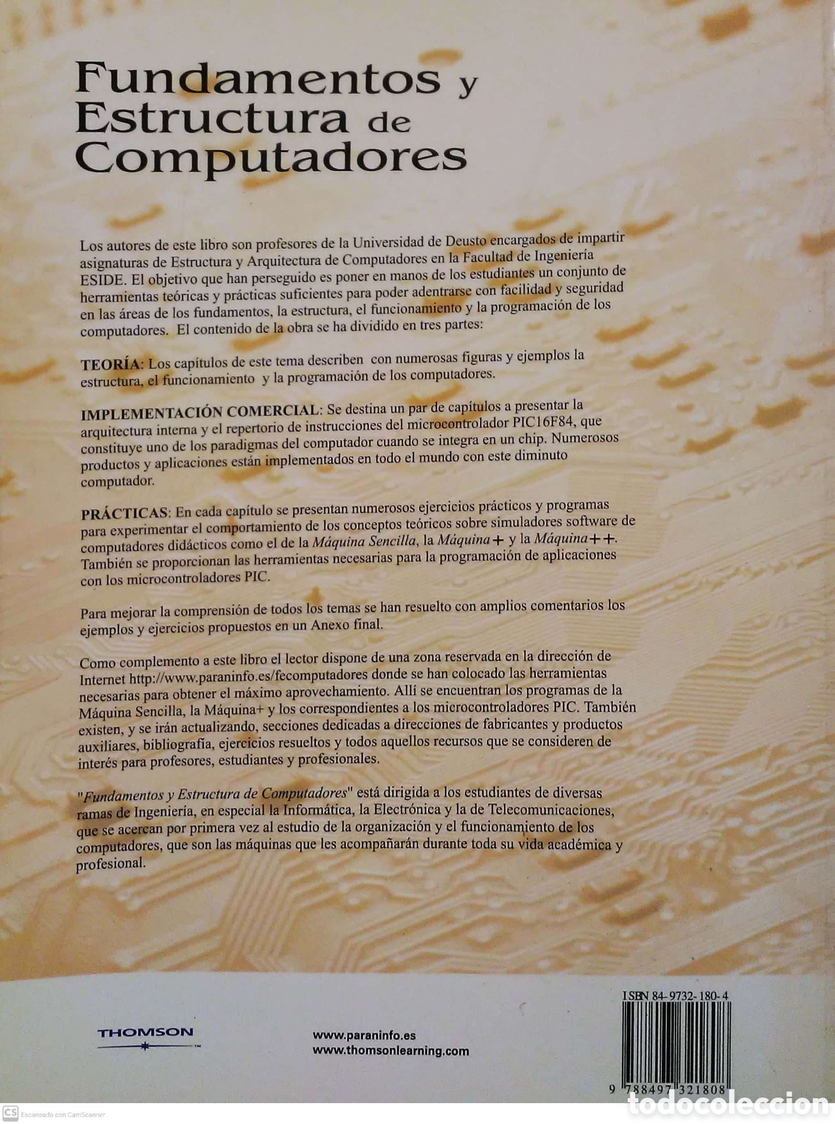 Libros de segunda mano: Fundamentos y estructuras de computadores. VVAA. Thomson. 2003. Inform&aacute;tica. - Foto 2