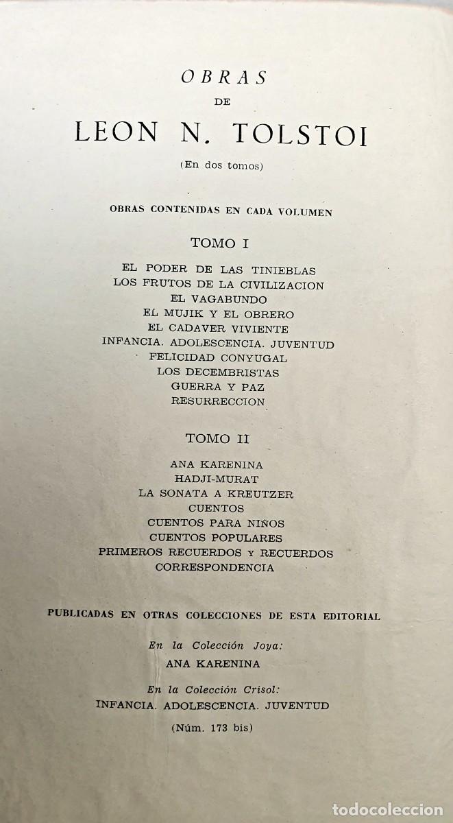 Libros de segunda mano: LEON TOLSTOI *** OBRAS *** COMPLETA 2 TOMOS A&Ntilde;O 1964 - Foto 2