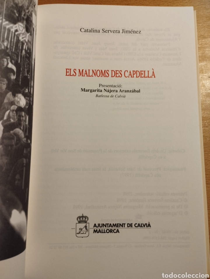 Libros de segunda mano: ELS MALNOMS DES CAPDELL&Agrave; (CATALINA SERVERA JIM&Eacute;NEZ) - Foto 2