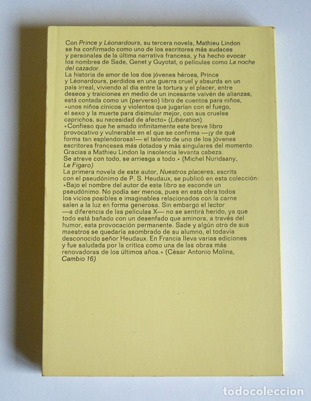 Libros de segunda mano: PRINCE Y LEONARDUS - MATHIEU LINDON - EDITORIAL ANAGRAMA. 1989 - Foto 3