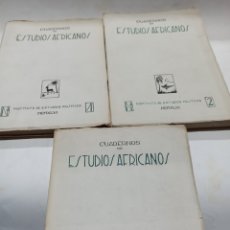 Libros de segunda mano: CUADERNOS DE ESTUDIOS AFRICANOS NUMS. 1, 2 Y 3. 1946-47. MARRUECOS, GUINEA, ESTUDIOS BEREBERES, ETC. Lote 398248544