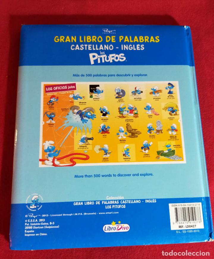 Libros de segunda mano: LOS PITUFOS - GRAN LIBRO DE PALABRAS CASTELLANO- INGL&Eacute;S - Foto 2