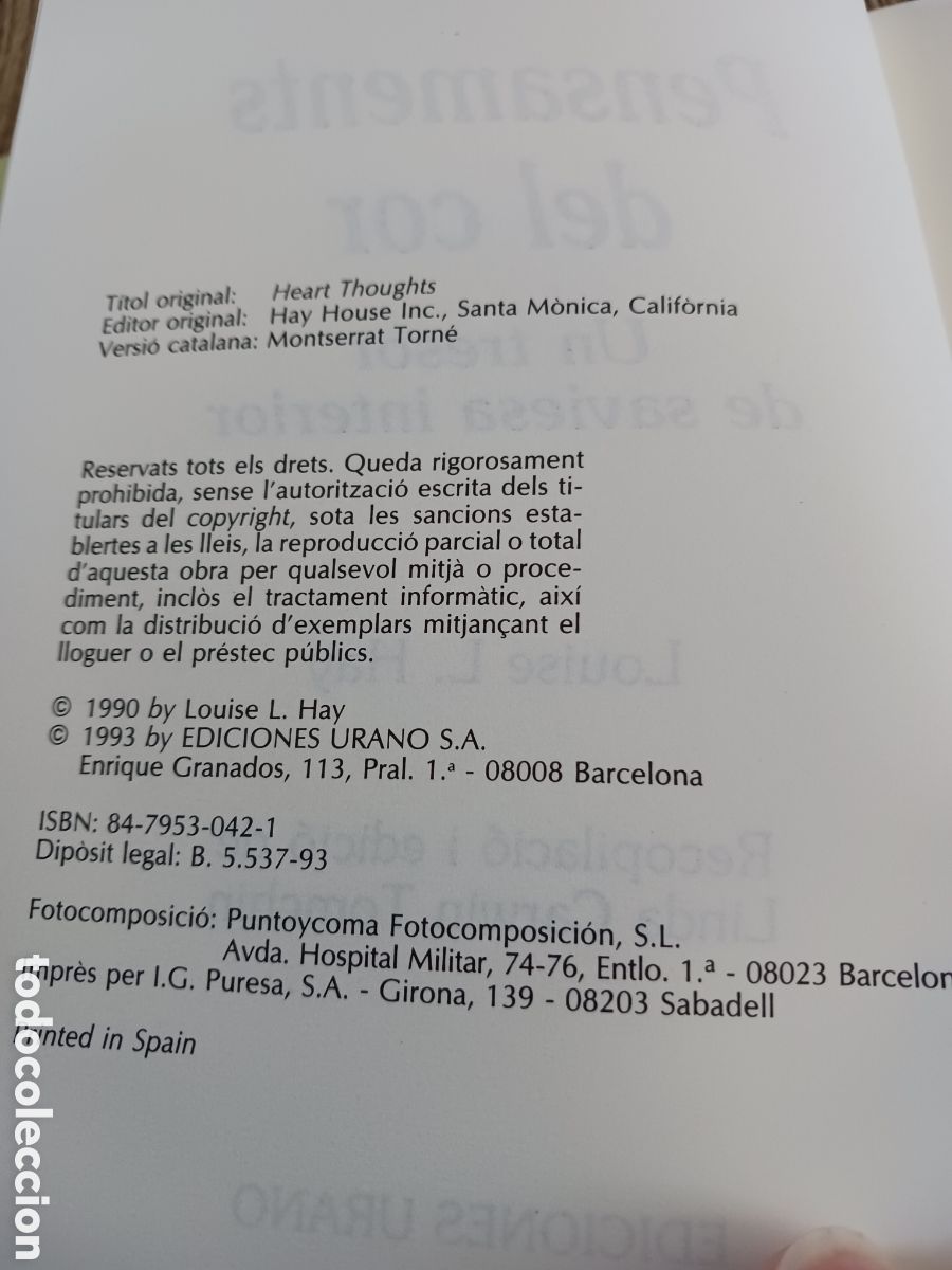 Libros de segunda mano: Pensaments del Cor de Louise L.Hay - Foto 5