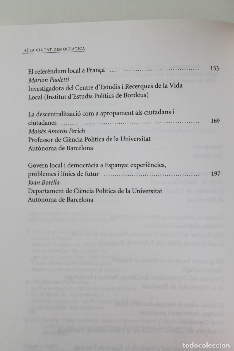 Libros de segunda mano: Joan Botella Corral (coord) - La ciutat democr&agrave;tica - Ediciones del Serbal - Foto 5