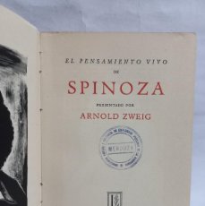 Libros de segunda mano: ARNOLD ZWEIG - EL PENSAMIENTO VIVO DE SPINOZA - PRIMERA EDICIÓN EN ESPAÑOL - 1939. Lote 400391979