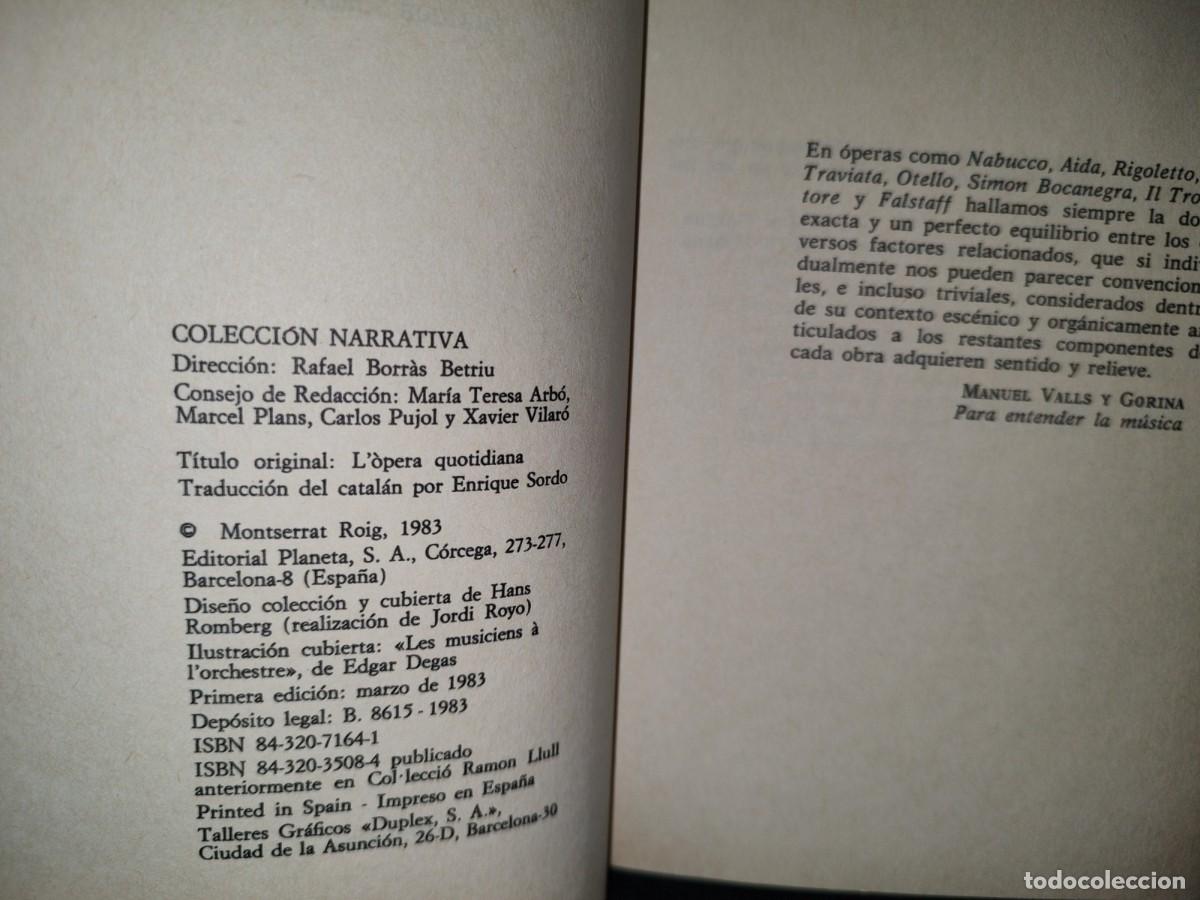 Libros de segunda mano: 69- LA &Oacute;PERA COTIDIANA - MONTSERRAT ROIG - PRIMERA EDICI&Oacute;N 1983 - Foto 5