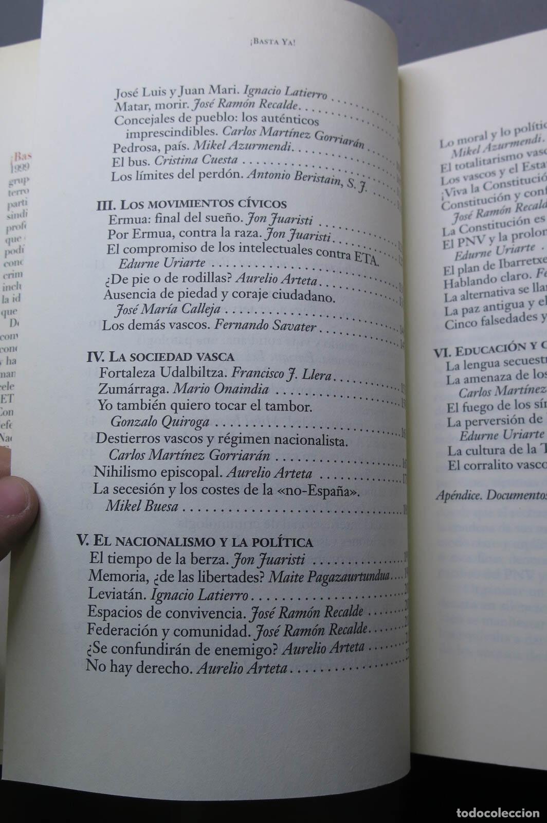 Libros de segunda mano: &iexcl;Basta Ya!. Aurelio Arteta - Foto 3