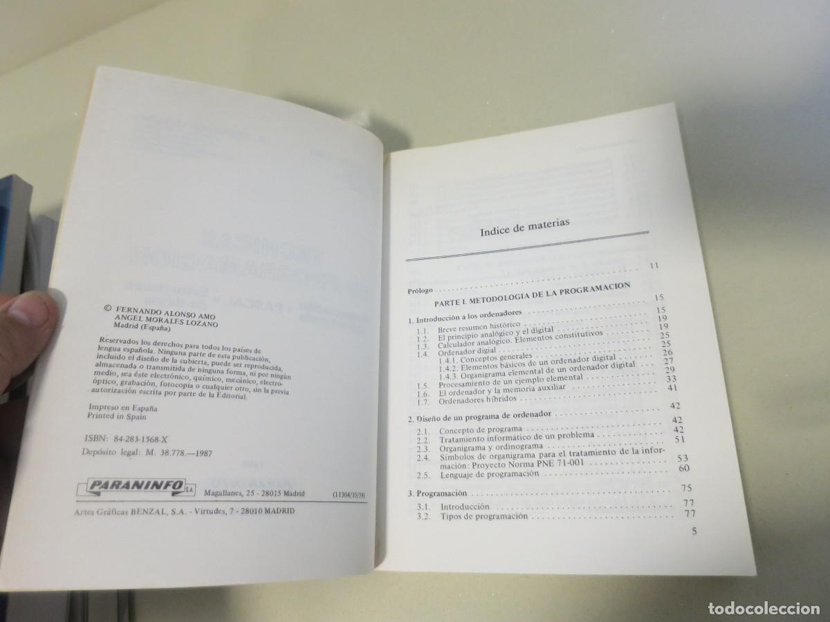 Libros de segunda mano: T&eacute;cnicas de programaci&oacute;n. - F. Alonso Amo. A. Morales Lozano INFORMATICA - Foto 3