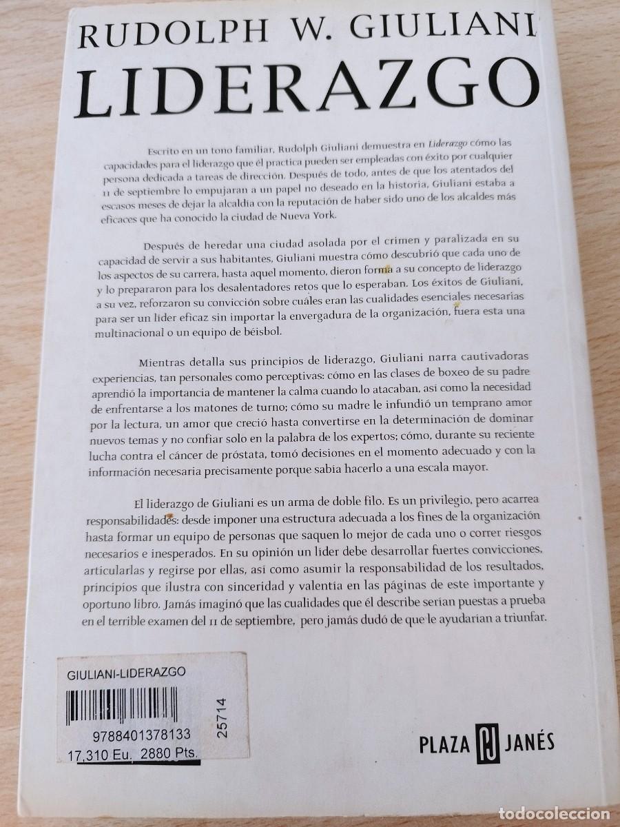 Libros de segunda mano: Liderazgo. Rudolph W. Giuliani Primera Edici&oacute;n de 2002 - Foto 2