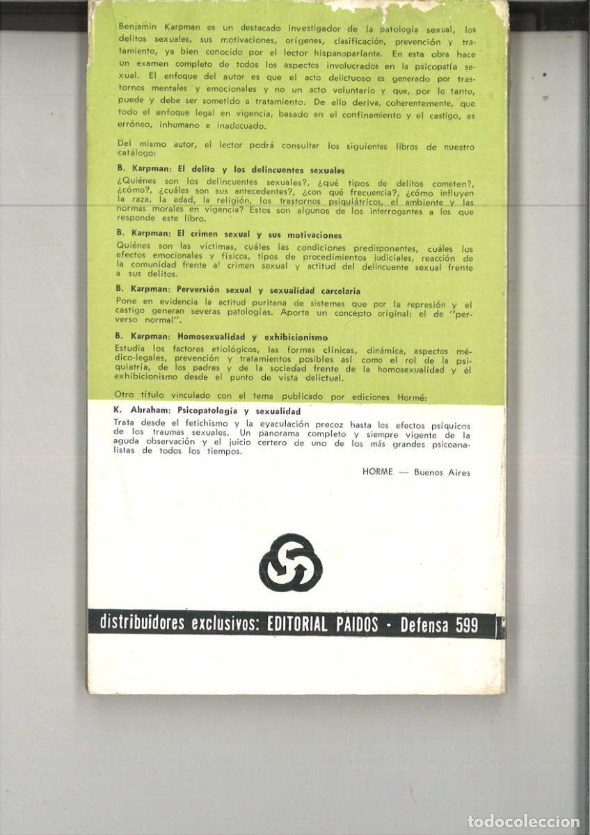 Libros de segunda mano: EL PSICOPATA SEXUAL. Benjamin Karpman - Foto 4