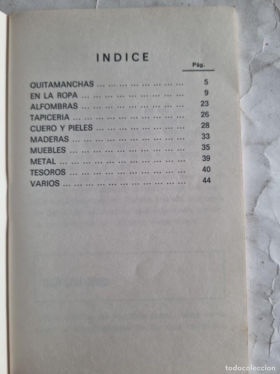 Libros de segunda mano: COMO QUITAR MANCHAS. MANOLIS. ED: SARPE. MADRID, 1973. - Foto 4