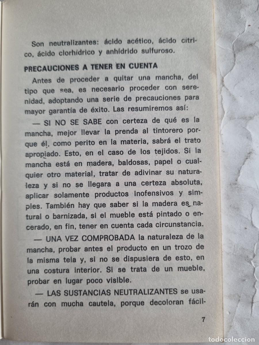 Libros de segunda mano: COMO QUITAR MANCHAS. MANOLIS. ED: SARPE. MADRID, 1973. - Foto 6
