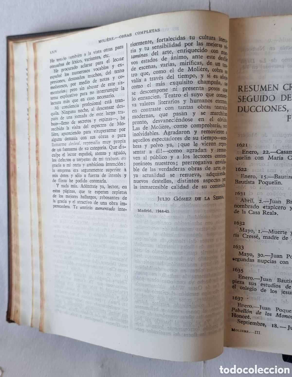 Libros de segunda mano: OBRAS COMPLETAS, MOLIERE 1@ EDICION&nbsp; AGUILAR, 1945. - Foto 8