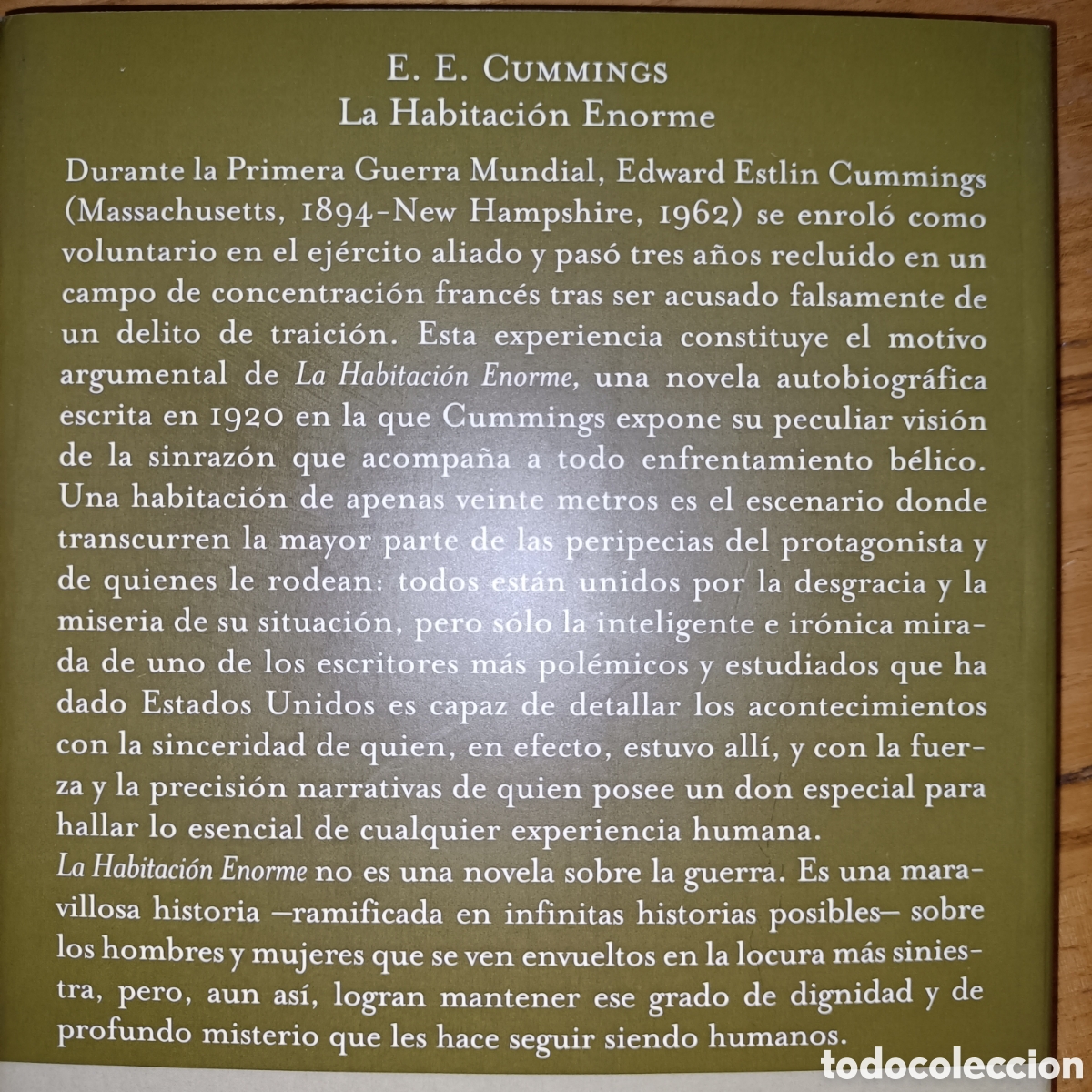 Libros de segunda mano: La habitaci&oacute;n enorme. E. E. Cummings. Espasa - Foto 2