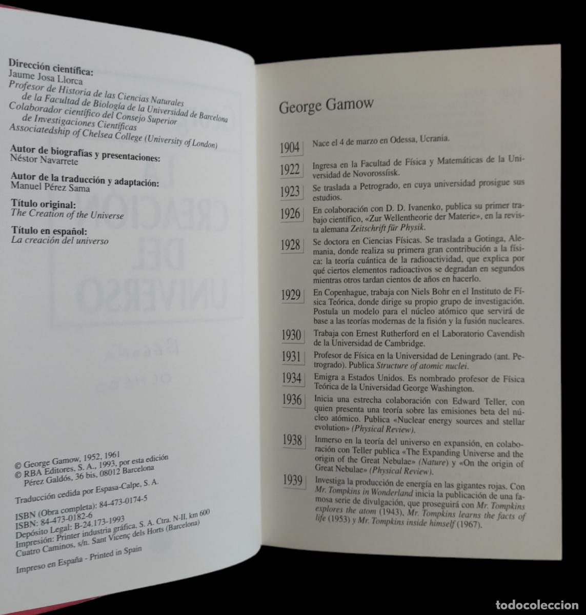 Libros de segunda mano: LA CREACI&Oacute;N DEL UNIVERSO / GEORGE GAMOV. LIBRO NUEVO. - Foto 3