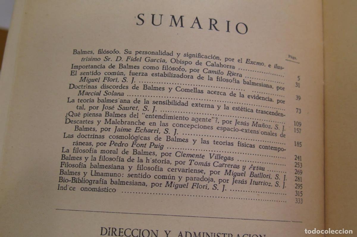 Libros de segunda mano: BALMES. PENSAMIENTO, NUMERO EXTRAORDINARIO - Foto 4